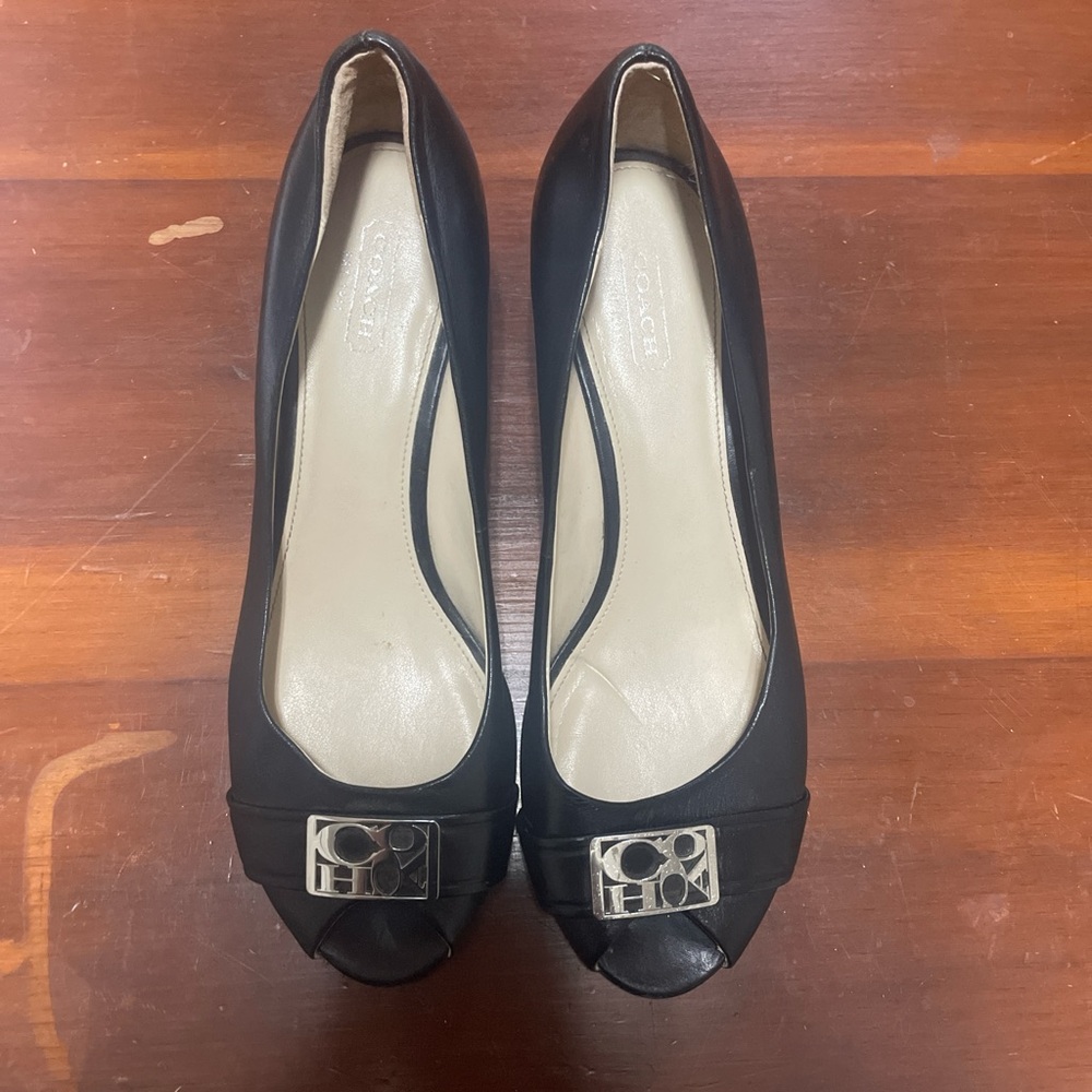 Coach Black Elegant Heels with Silver Embellishment